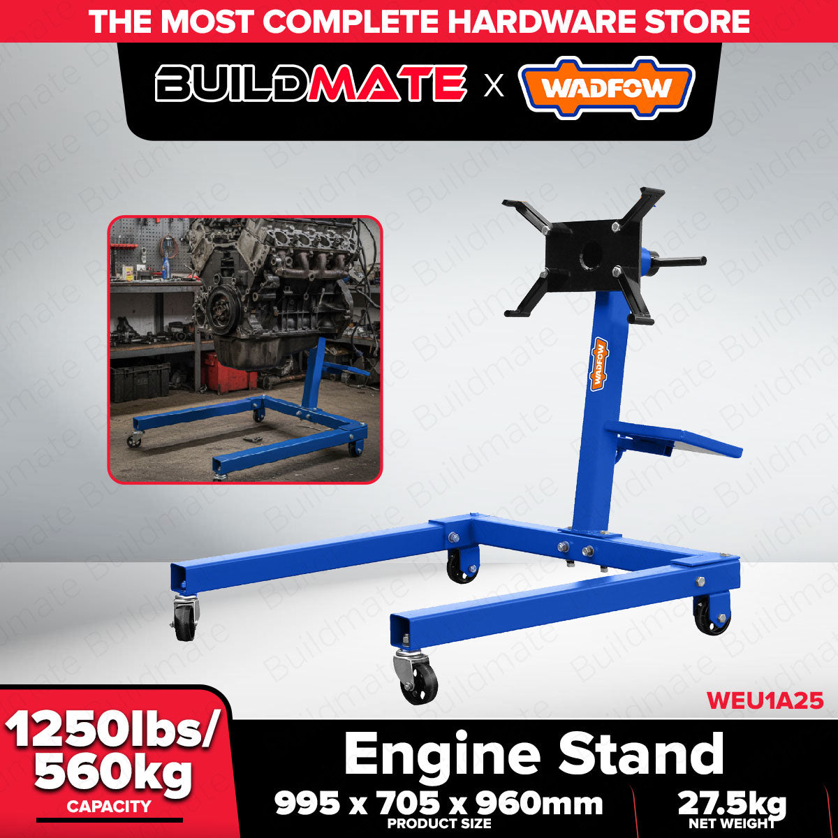 Buildmate x WADFOW 1250lbs Heavy Duty Engine Stand Rotating Motor Moun