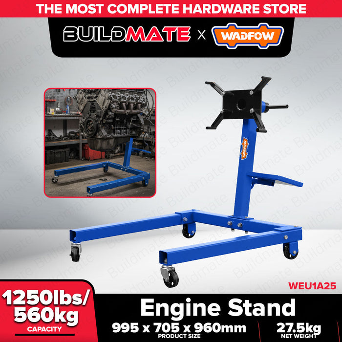 Buildmate x WADFOW 1250lbs Heavy Duty Engine Stand Rotating Motor Mount Holder for Auto Repair & Engine Rebuild WEU1A25 - WHT
