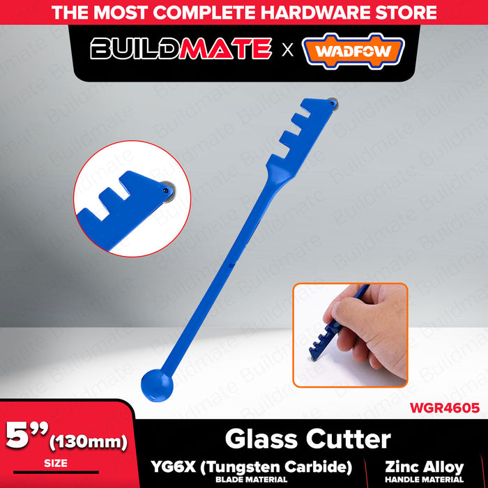 BUILDMATE Wadfow 5" Glass Cutter YG6X Blade Glass Scoring Tool Wheel Cutter With Zinc Alloy Handle Glass Knife Cutting Tool WGR4605 - WHT