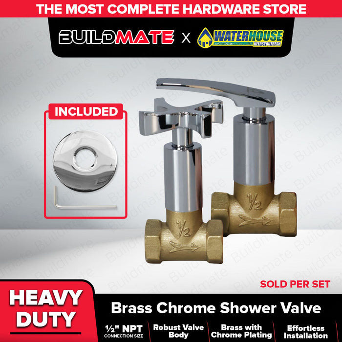 BUILDMATE Waterhouse Brass Chrome Shower Valve Straight / Cross Handle 1/2" Robust Plumbing Valve Body BCSV-112 / BCSV-212