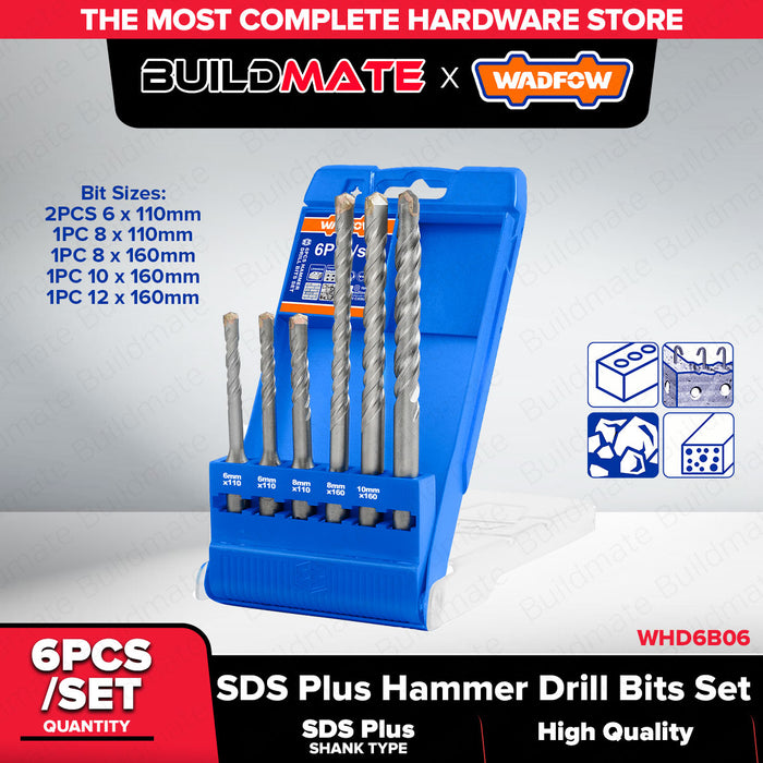 WADFOW 6pcs SDS Plus Hammer Drill Bits Set WHD6B06 WHT