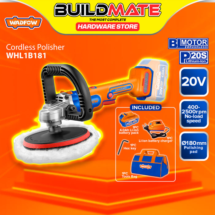 WADFOW P20S/20V Brushless Motor Lithium-Ion Cordless Polisher WHL1B18 | WHL1B181 WCPT - BUILDMATE