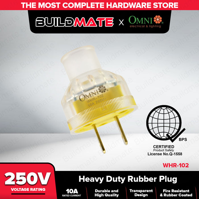 OMNI Rubber Plug Heavy Duty 10A 250V WHR-102 100% ORIGINAL / AUTHENTIC •BUILDMATE•