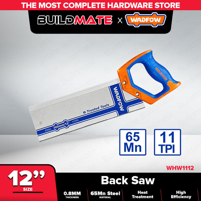 BUILDMATE Wadfow 300mm 12" Inch Back Saw 11TPI With Teeth Protector Without Miter Box WHW1112 WHT