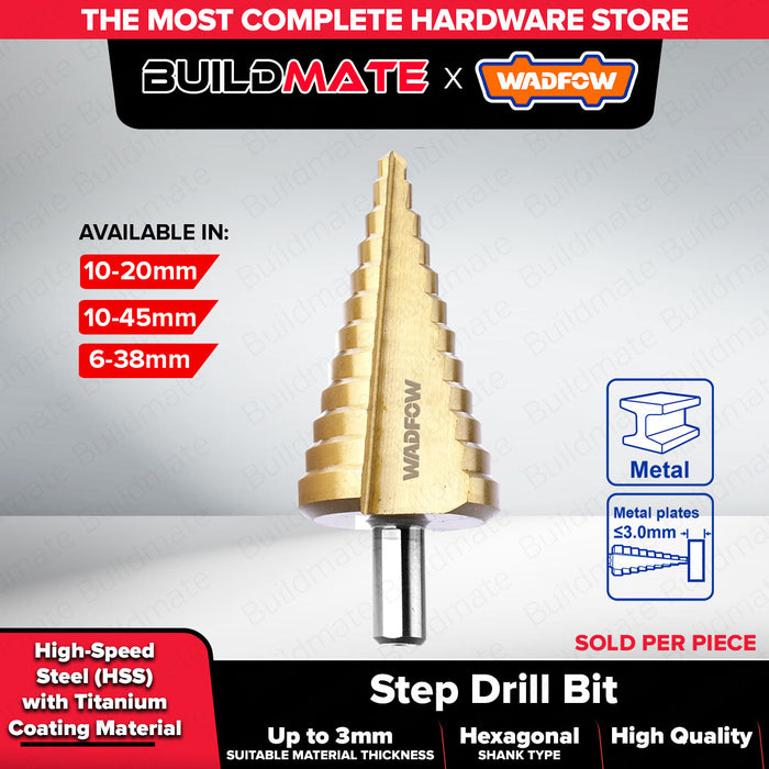 WADFOW 1/4" Titanium Step Drill Bit HSS Drilling Tool for Power Drill - WHT | BUILDMATE