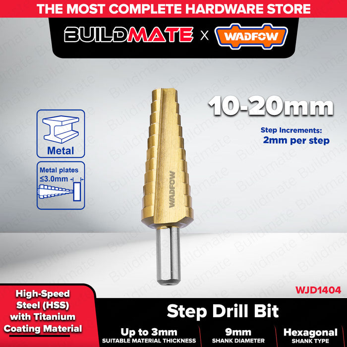 WADFOW 1/4" Titanium Step Drill Bit HSS Drilling Tool for Power Drill - WHT | BUILDMATE