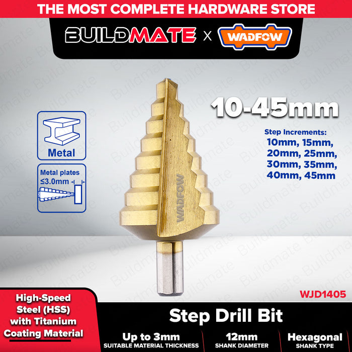 WADFOW 1/4" Titanium Step Drill Bit HSS Drilling Tool for Power Drill - WHT | BUILDMATE