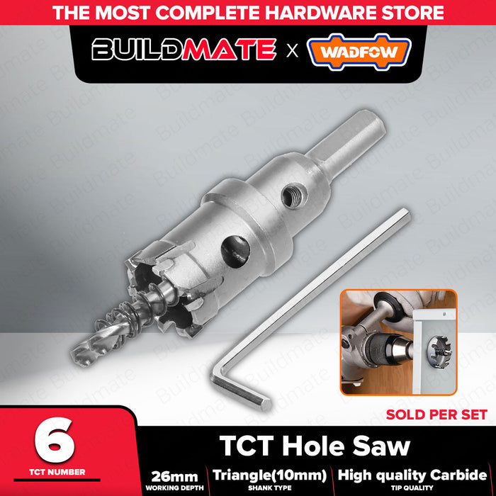 BUILDMATE Wadfow #6 27mm TCT Hole Saw with Triangle Shank Tungsten Carbide Tipped Drill Cutter For Metal Cutting WKJ6B27 - WHT