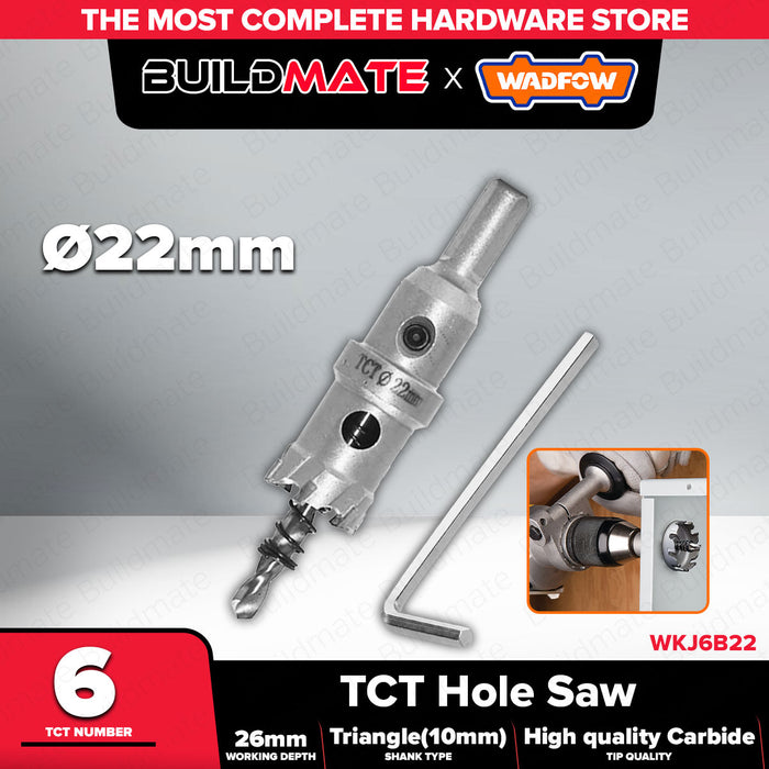 BUILDMATE Wadfow #6 27mm TCT Hole Saw with Triangle Shank Tungsten Carbide Tipped Drill Cutter For Metal Cutting WKJ6B27 - WHT