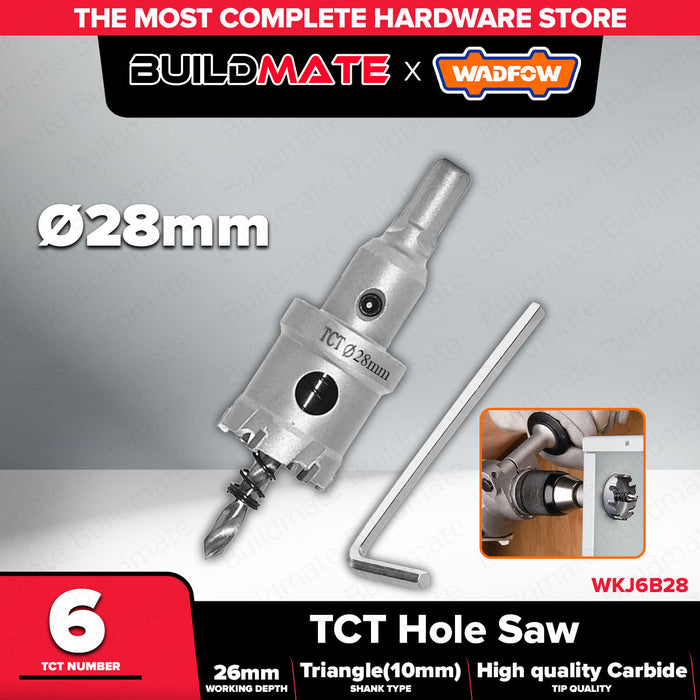 BUILDMATE Wadfow #6 27mm TCT Hole Saw with Triangle Shank Tungsten Carbide Tipped Drill Cutter For Metal Cutting WKJ6B27 - WHT