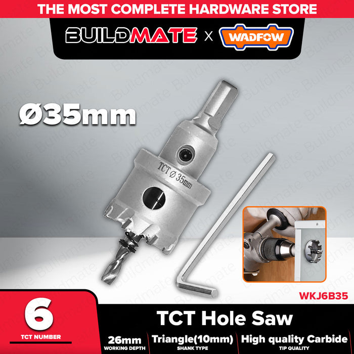 BUILDMATE Wadfow #6 27mm TCT Hole Saw with Triangle Shank Tungsten Carbide Tipped Drill Cutter For Metal Cutting WKJ6B27 - WHT
