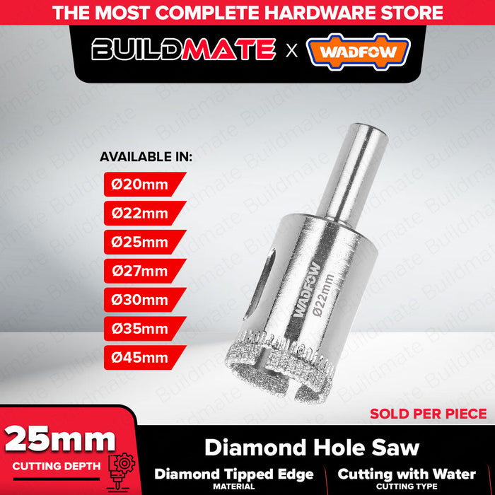 BUILDMATE Wadfow Diamond Hole Saw 20mm - 35mm Wet Diamond Drill Bit Hole Cutter Glass Cutting With Water for Tile Ceramics Porcelain  - WHT