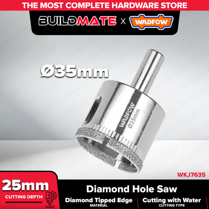BUILDMATE Wadfow Diamond Hole Saw 20mm - 35mm Wet Diamond Drill Bit Hole Cutter Glass Cutting With Water for Tile Ceramics Porcelain  - WHT