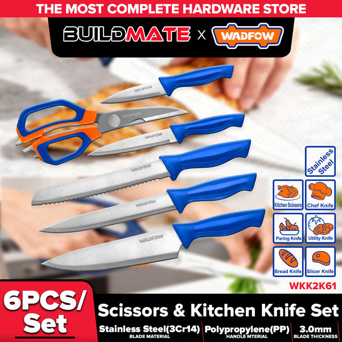 Buildmate x Wadfow 6pcs Kitchen Knife & Scissors Set Stainless Steel WKK2K61 WHT
