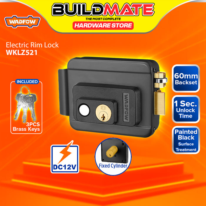 BUILDMATE Wadfow Electric Rim Lock 60mm Loose / Fixed Cylinder Right Hand Opening With 3pcs Brass Keys Electronic Security Rim Mounted Gate Door Auto Lock - WHT