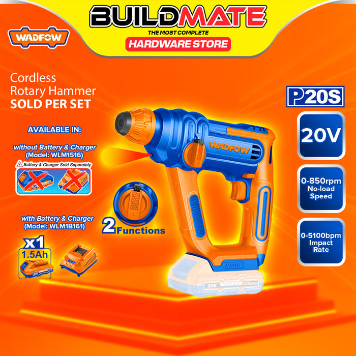 BUILDMATE Wadfow Lithium-Ion Cordless 20V Rotary Hammer 0-850rpm One Button with Two Function Rechargeable Concrete Hammer Drill - WCPT