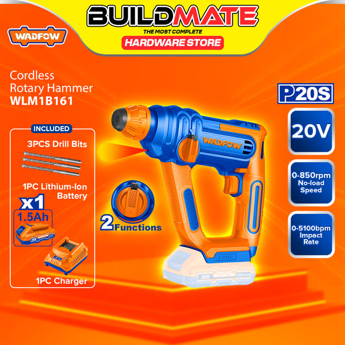 BUILDMATE Wadfow Lithium-Ion Cordless 20V Rotary Hammer 0-850rpm One Button with Two Function Rechargeable Concrete Hammer Drill - WCPT