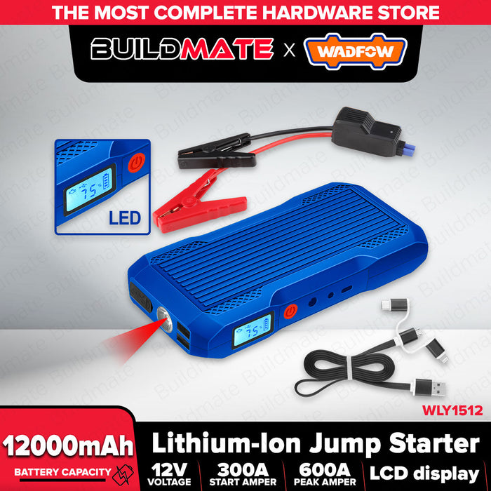 Buildmate x Wadfow 12V 12000mAh Lithium-Ion Jump Starter WLY1512 WHT