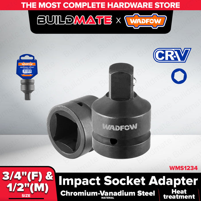 Buildmate x Wadfow 3/4"F to 1/2"M Impact Socket Adapter Cr-V WMS1234 WHT