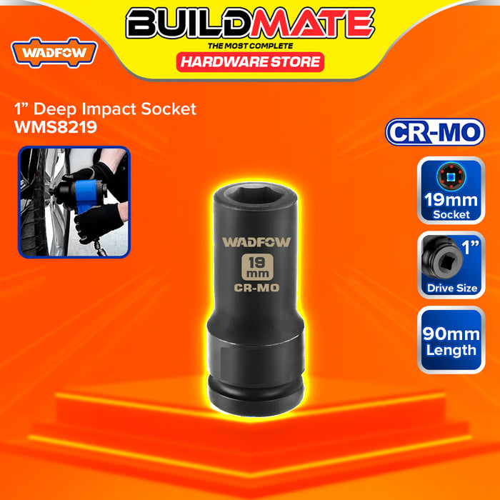 BUILDMATE Wadfow 1" Deep Impact Socket 19mm - 65mm Heavy Duty Impact Wrench Deep Drive Hex Socket For Mechanical & Automotive SOLD PER PIECE - WHT