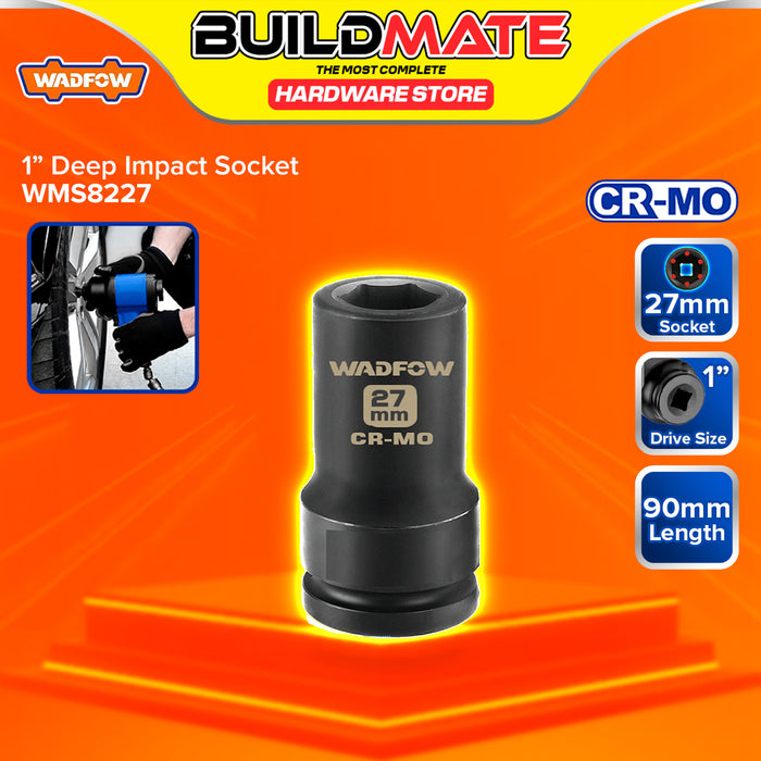 BUILDMATE Wadfow 1" Deep Impact Socket 19mm - 65mm Heavy Duty Impact Wrench Deep Drive Hex Socket For Mechanical & Automotive SOLD PER PIECE - WHT