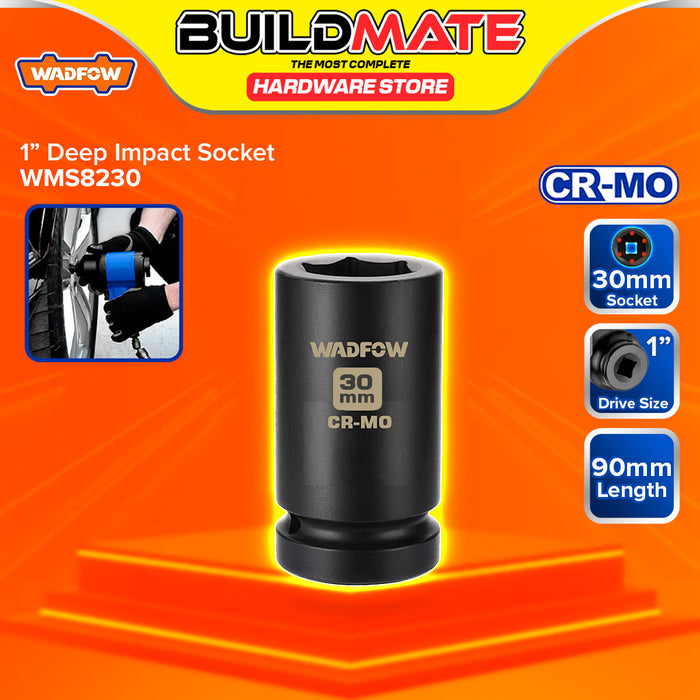 BUILDMATE Wadfow 1" Deep Impact Socket 19mm - 65mm Heavy Duty Impact Wrench Deep Drive Hex Socket For Mechanical & Automotive SOLD PER PIECE - WHT