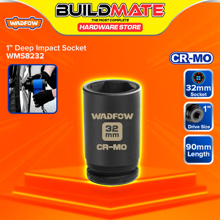 BUILDMATE Wadfow 1" Deep Impact Socket 19mm - 65mm Heavy Duty Impact Wrench Deep Drive Hex Socket For Mechanical & Automotive SOLD PER PIECE - WHT