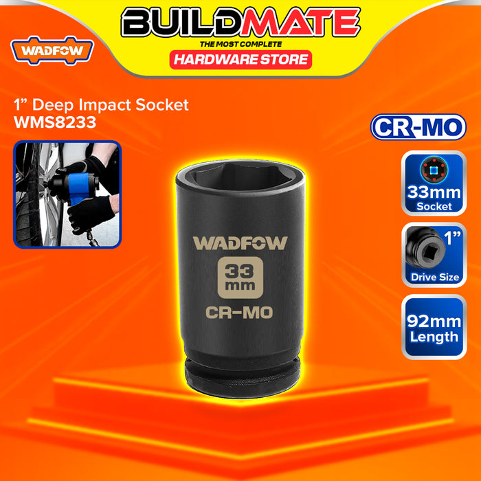 BUILDMATE Wadfow 1" Deep Impact Socket 19mm - 65mm Heavy Duty Impact Wrench Deep Drive Hex Socket For Mechanical & Automotive SOLD PER PIECE - WHT