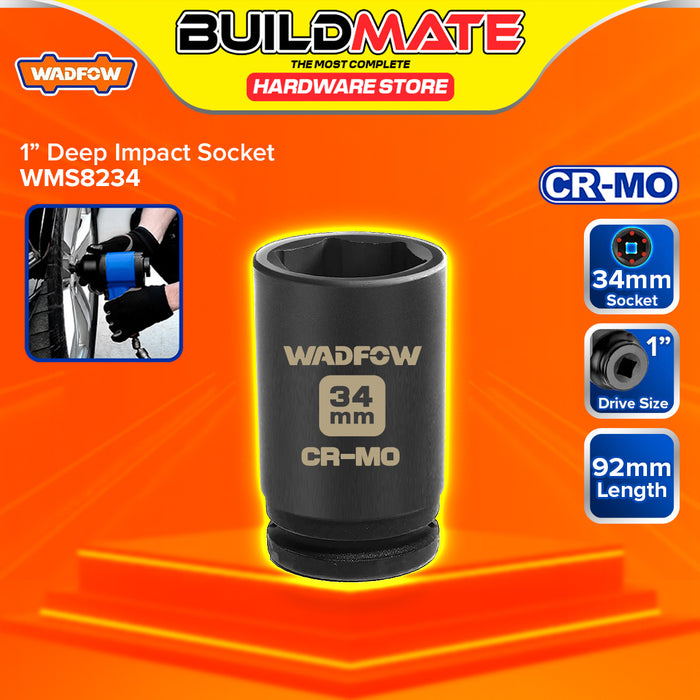 BUILDMATE Wadfow 1" Deep Impact Socket 19mm - 65mm Heavy Duty Impact Wrench Deep Drive Hex Socket For Mechanical & Automotive SOLD PER PIECE - WHT