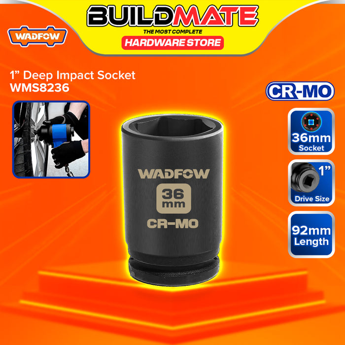 BUILDMATE Wadfow 1" Deep Impact Socket 19mm - 65mm Heavy Duty Impact Wrench Deep Drive Hex Socket For Mechanical & Automotive SOLD PER PIECE - WHT