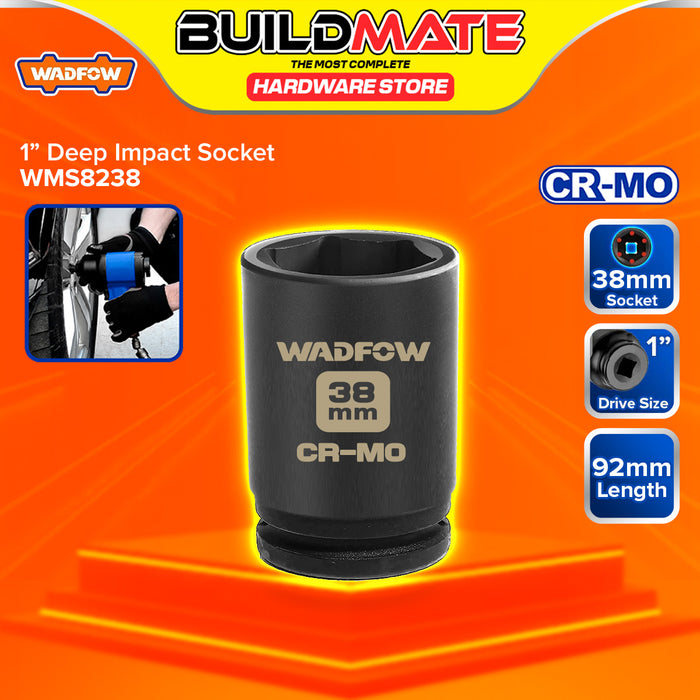 BUILDMATE Wadfow 1" Deep Impact Socket 19mm - 65mm Heavy Duty Impact Wrench Deep Drive Hex Socket For Mechanical & Automotive SOLD PER PIECE - WHT