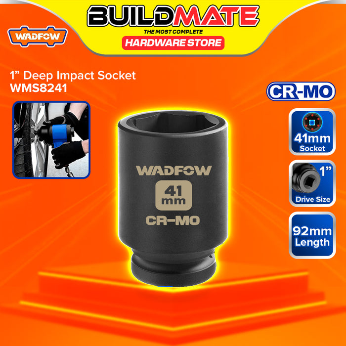 BUILDMATE Wadfow 1" Deep Impact Socket 19mm - 65mm Heavy Duty Impact Wrench Deep Drive Hex Socket For Mechanical & Automotive SOLD PER PIECE - WHT