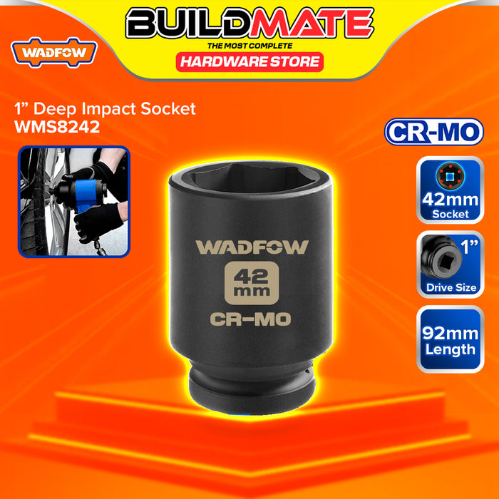 BUILDMATE Wadfow 1" Deep Impact Socket 19mm - 65mm Heavy Duty Impact Wrench Deep Drive Hex Socket For Mechanical & Automotive SOLD PER PIECE - WHT