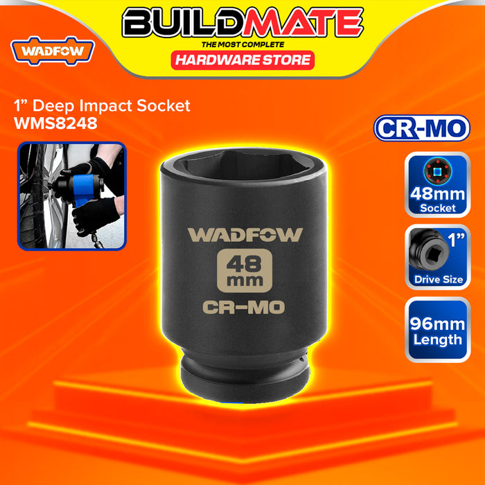 BUILDMATE Wadfow 1" Deep Impact Socket 19mm - 65mm Heavy Duty Impact Wrench Deep Drive Hex Socket For Mechanical & Automotive SOLD PER PIECE - WHT