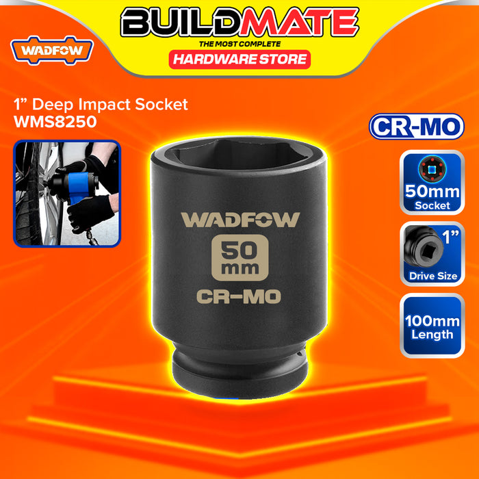 BUILDMATE Wadfow 1" Deep Impact Socket 19mm - 65mm Heavy Duty Impact Wrench Deep Drive Hex Socket For Mechanical & Automotive SOLD PER PIECE - WHT