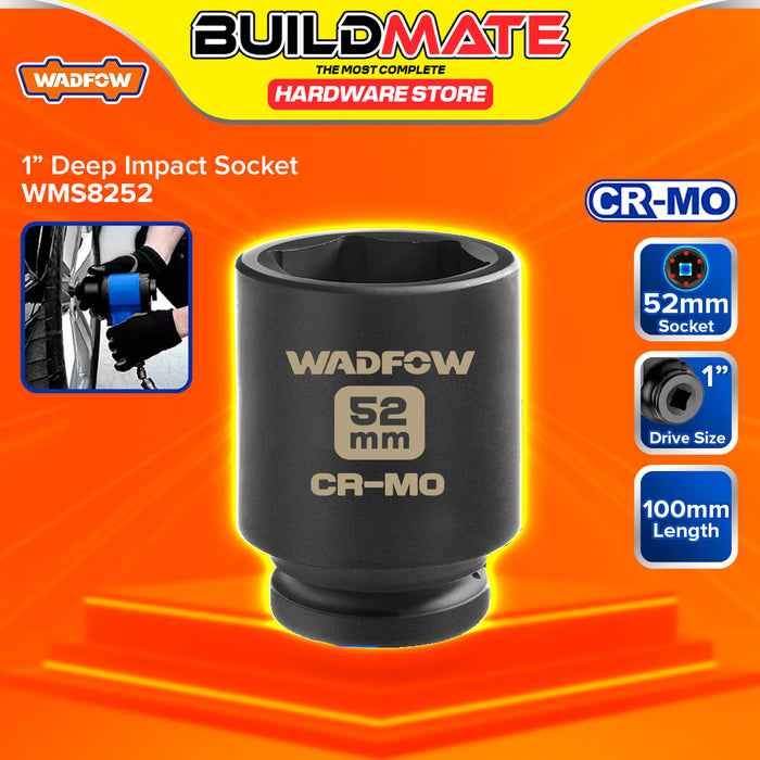 BUILDMATE Wadfow 1" Deep Impact Socket 19mm - 65mm Heavy Duty Impact Wrench Deep Drive Hex Socket For Mechanical & Automotive SOLD PER PIECE - WHT