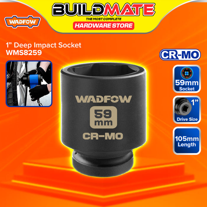 BUILDMATE Wadfow 1" Deep Impact Socket 19mm - 65mm Heavy Duty Impact Wrench Deep Drive Hex Socket For Mechanical & Automotive SOLD PER PIECE - WHT