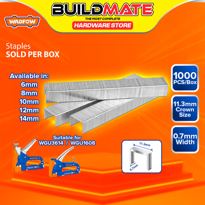 BUILDMATE Wadfow 1000PCS/SET Staples Wire 0.7mm / 6mm - 14mm Heavy Duty Stapler Wire Nails For Manual Tacker Staple - WHT