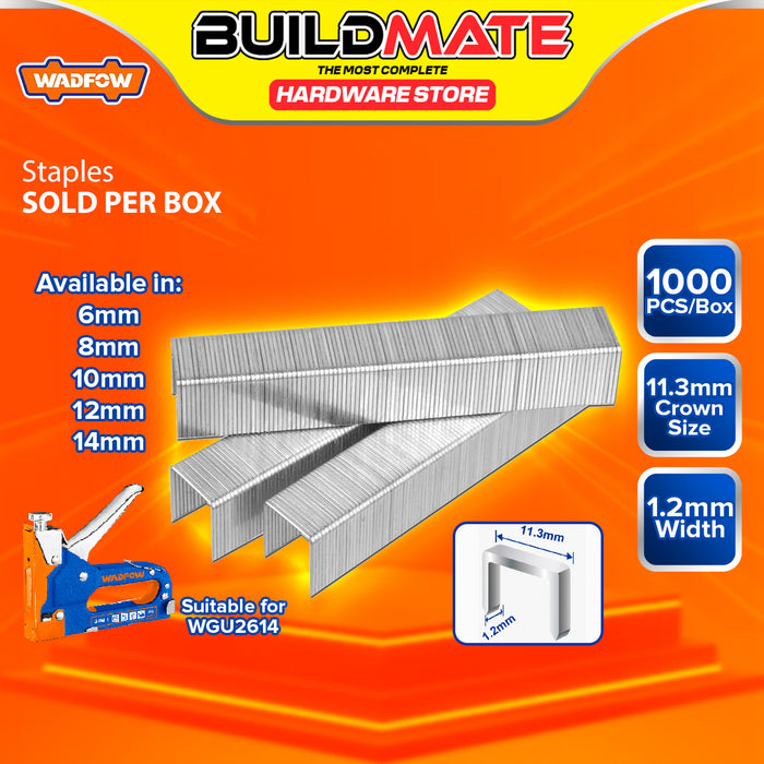 BUILDMATE Wadfow 1000PCS/SET Staples Wire 1.2mm / 6mm - 14mm Heavy Duty Stapler Wire Nails For WGU2614 Manual Tacker Staple - WHT