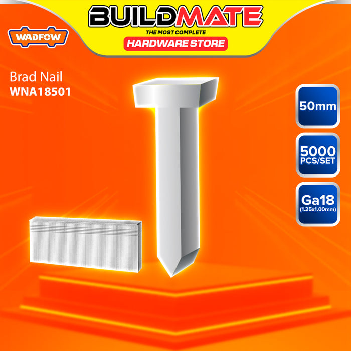 BUILDMATE Wadfow 5000PCS/BOX Brad Nail Staple 15mm - 50mm GA18 1.25x1.0mm Woodworking Finish Nail for Brad Nailer SOLD PER BOX - WHT