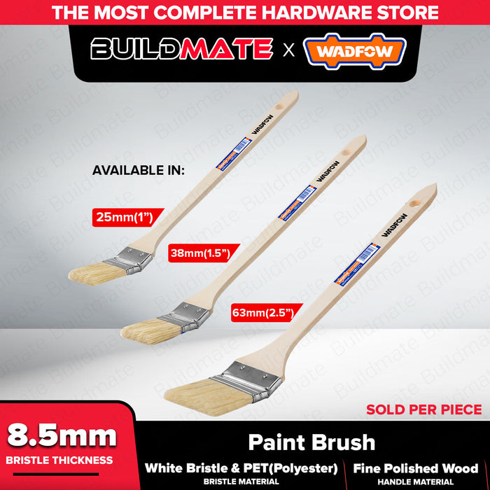 Wadfow 1"/1.5"/2.5" Inch Curved Head Flat Paint Brush Oil Based Artist Paintbrush - WHT