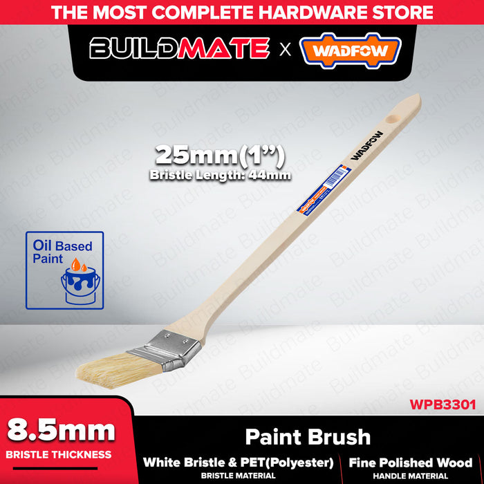 Wadfow 1"/1.5"/2.5" Inch Curved Head Flat Paint Brush Oil Based Artist Paintbrush - WHT