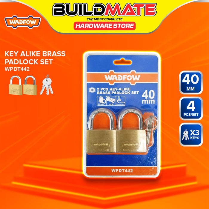 BUILDMATE Wadfow 40mm Key-Alike Brass Padlock Set 2pcs / 4pcs Short Shackle with 3pcs Iron Keys Anti-Theft Keyed Security Pad Lock - WHT