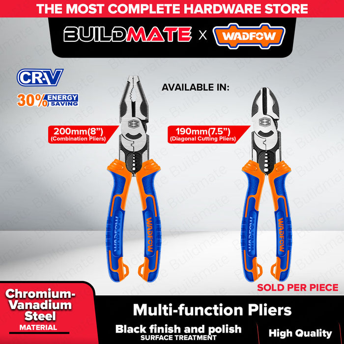 Wadfow 8” inch / 200MM Multi Function Combination Pliers WPL1778 | 7.5inch/190MM Diagonal Cutting Pliers WPL3778 WHT