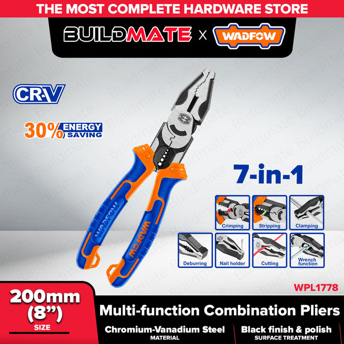 Wadfow 8” inch / 200MM Multi Function Combination Pliers WPL1778 | 7.5inch/190MM Diagonal Cutting Pliers WPL3778 WHT