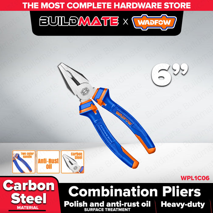 WADFOW 6"-8" Inch Combination Pliers Multifunction Polish and Anti-Rust Oil Heavy Duty Plier SOLD PER PIECE •BUILDMATE• WHT