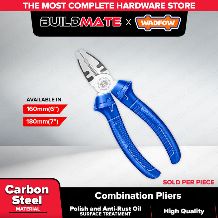 BUILDMATE Wadfow Combination Pliers 160mm (6") / 180mm (7") Multi-Purpose Electrician Lineman Metal Wire Gripping & Cutting Pliers - WHT