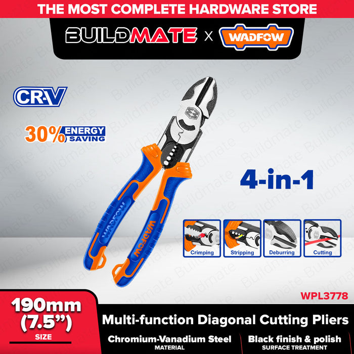Wadfow 8” inch / 200MM Multi Function Combination Pliers WPL1778 | 7.5inch/190MM Diagonal Cutting Pliers WPL3778 WHT