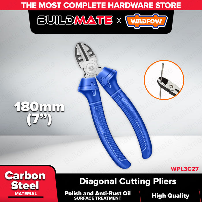 BUILDMATE Wadfow Diagonal Cutting Pliers 7" 180mm Wire Nippers Snips Cutter Plier Electrical Side Cutting Tools WPL3C27 - WHT