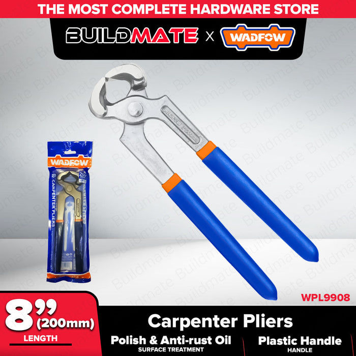 BUILDMATE Wadfow 8" Carpenter Pliers Multi-Purpose Nail Grip Puller Remover Tool End Nipper Claw Cutting Carpentry Plier - WHT